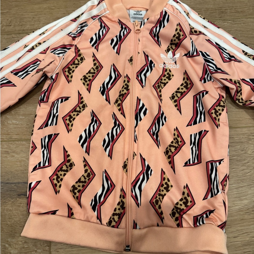 Girls Adidas Track Jacket Leopard Zebra size 7-8